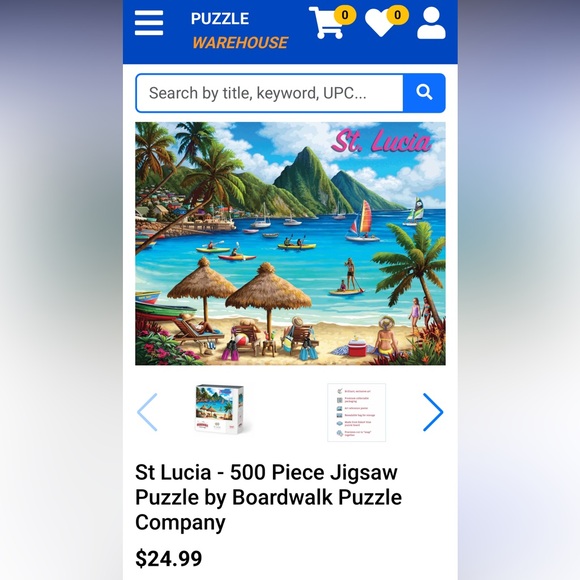 NIB Sealed St Lucia - 500 Piece Jigsaw Puzzle by Boardwalk Puzzle Company - Picture 2 of 6